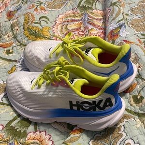 Hoka Kids Sneakers in White, Blue, and Yellow